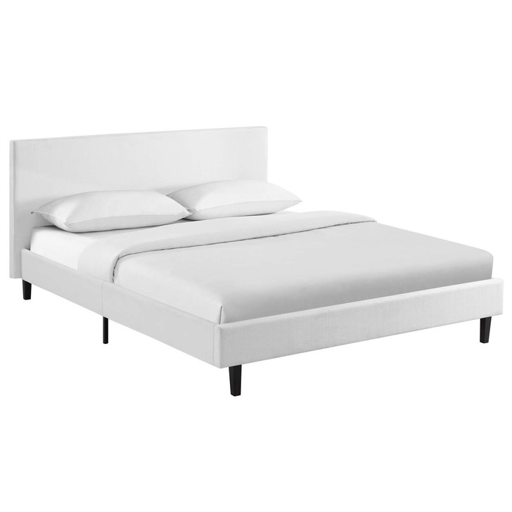 Anya Queen Bed, Queen Size, Fabric, White, 14372