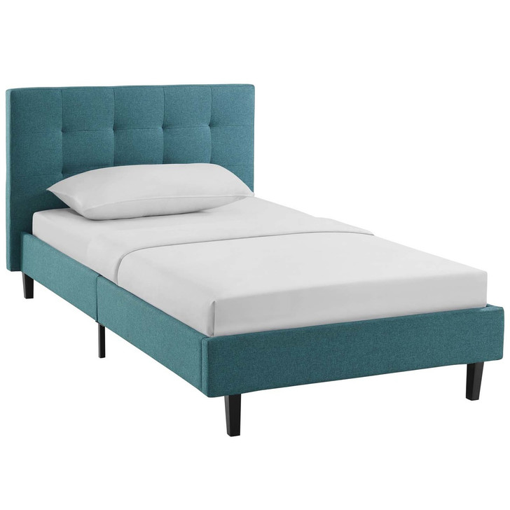 Linnea Twin Bed, Twin Size, Fabric, Aqua Blue, 14374