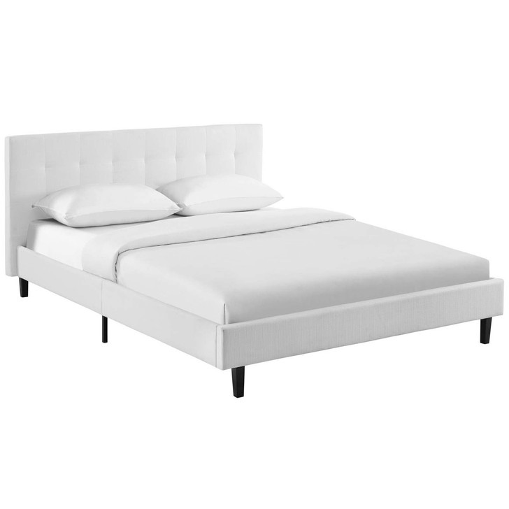 Linnea Queen Fabric Bed, Queen Size, Fabric, White, 14379