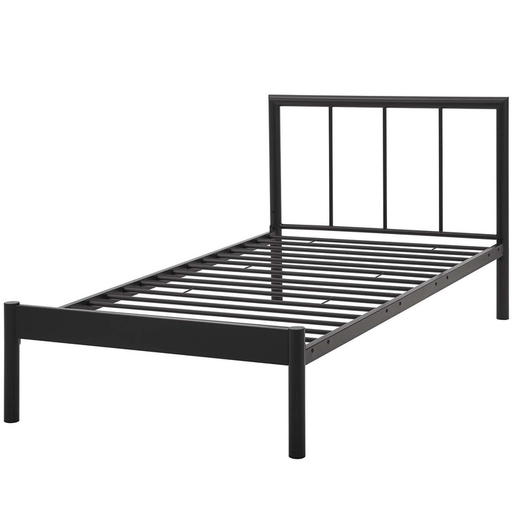 Gwen Twin Bed Frame, Twin Size, Metal Steel, Brown, 14412