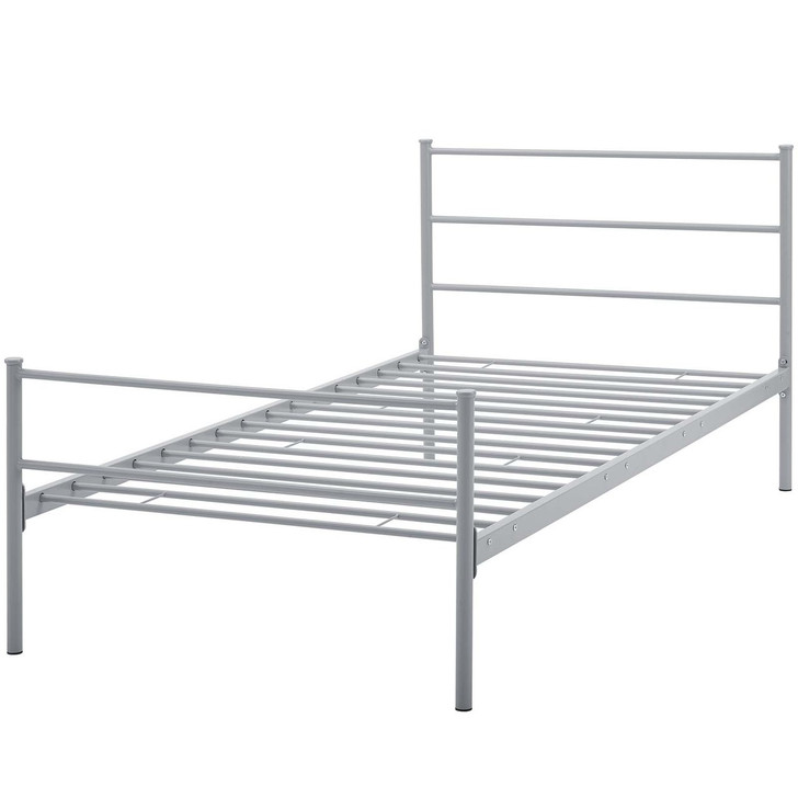 Alina Twin Platform Bed Frame, Twin Size, Metal Steel, Grey Gray, 14434