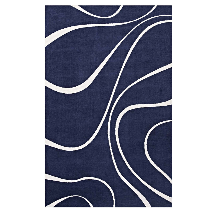 Therese Abstract Swirl 5x8 Area Rug, Fabric, Multi Navy Blue 14728