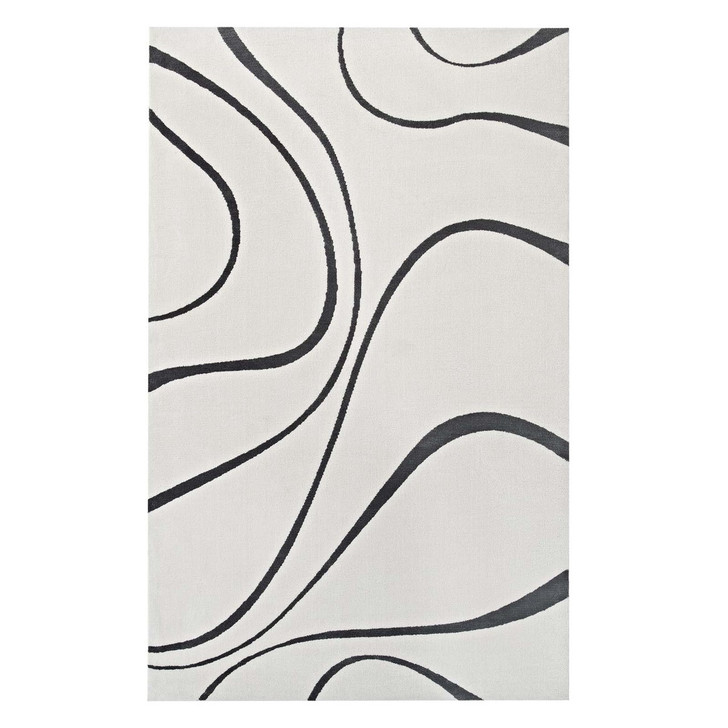 Therese Abstract Swirl 5x8 Area Rug, Fabric, Multi Grey Gray 14732