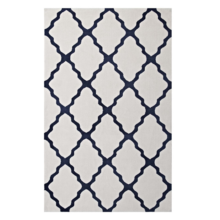 Marja Moroccan Trellis 5x8 Area Rug, Fabric, Multi Navy Blue 14736