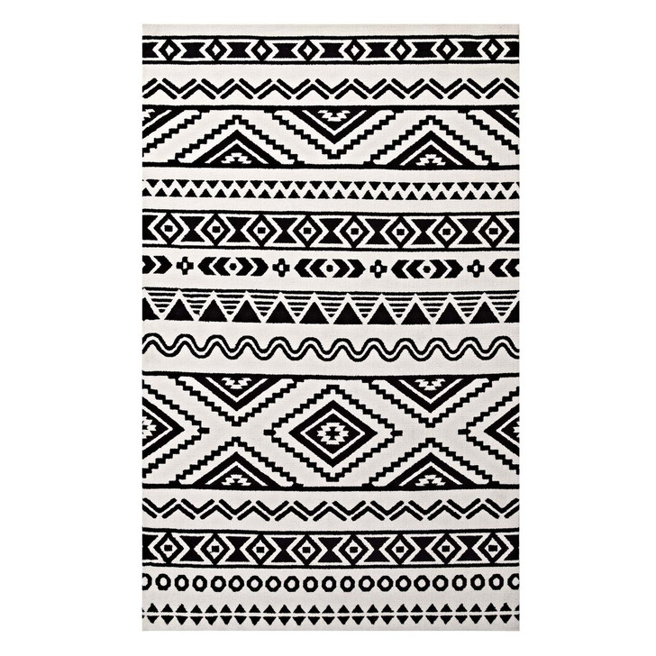 Haku Geometric Moroccan Tribal 8x10 Area Rug, Fabric, Multi White 14757