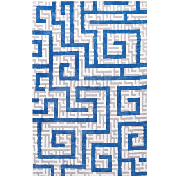 Nahia Geometric Maze 8x10 Area Rug, Fabric, Multi Blue 14769