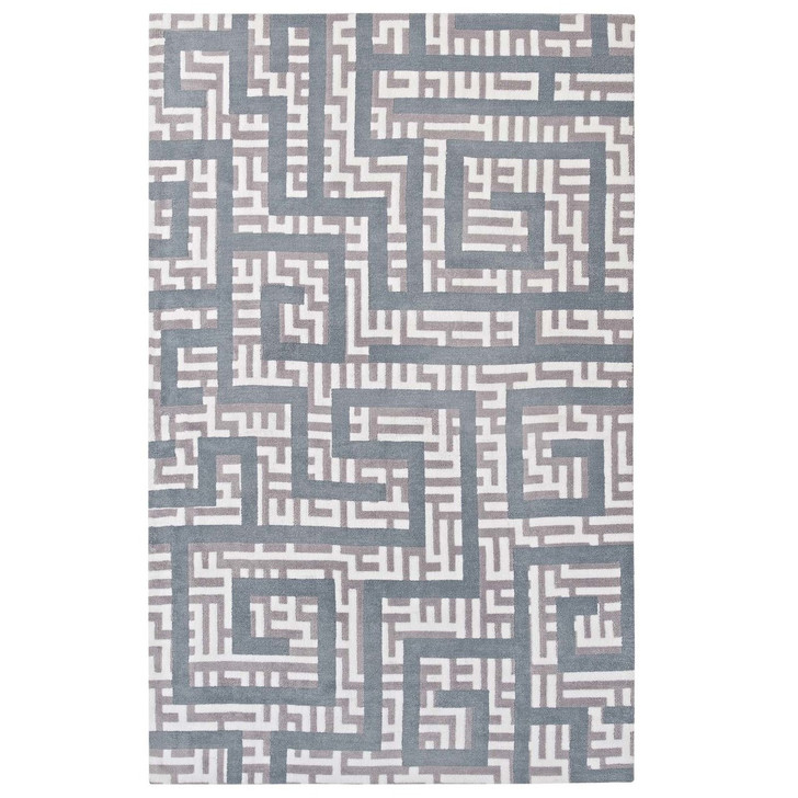 Nahia Geometric Maze 5x8 Area Rug, Fabric, Multi Grey Gray 14770