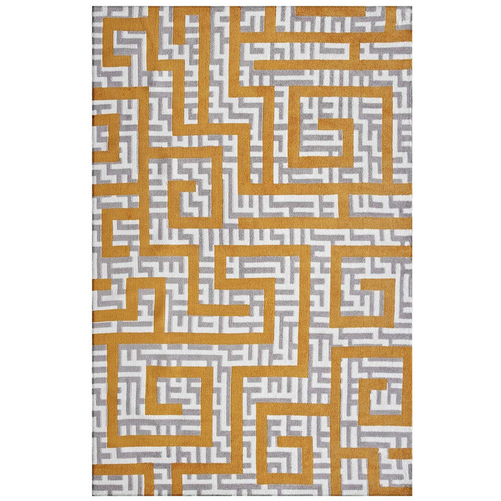 Nahia Geometric Maze 5x8 Area Rug, Fabric, Multi Yellow 14772