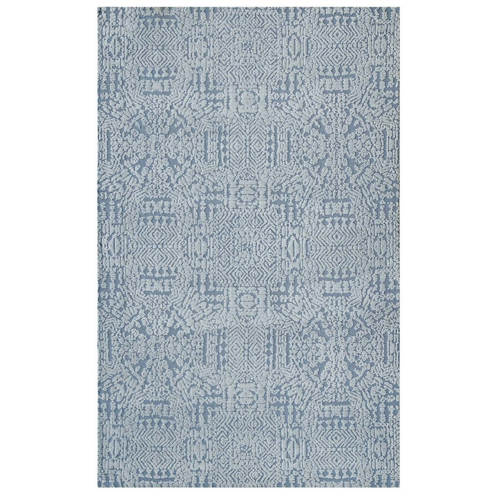 Javiera Contemporary Moroccan 8x10 Area Rug, Fabric, Multi Blue 14775