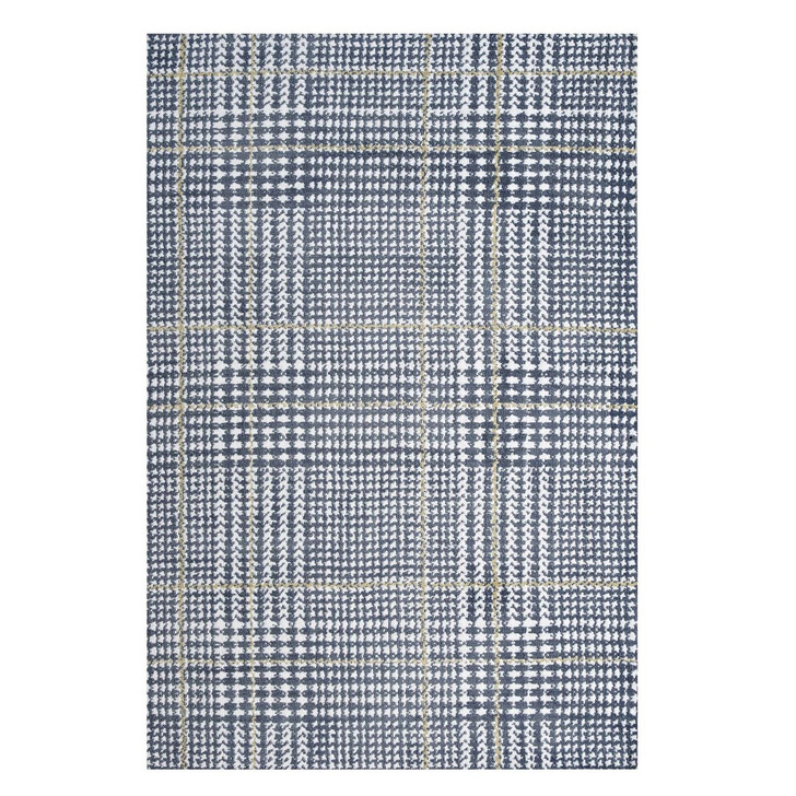 Kaja Abstract Plaid 5x8 Area Rug, Fabric, Multi Blue 14798