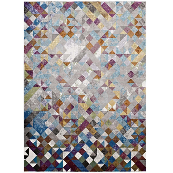 Lavendula Triangle Mosaic 4x6 Area Rug, Fabric, Multi Colorful 14803