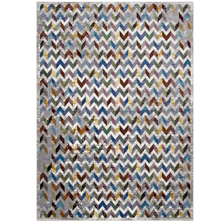 Gemma Chevron Mosaic 4x6 Area Rug, Fabric, Multi Colorful 14824