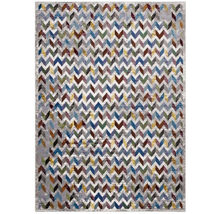 Gemma Chevron Mosaic 5x8
 Area Rug, Fabric, Multi Colorful 14825