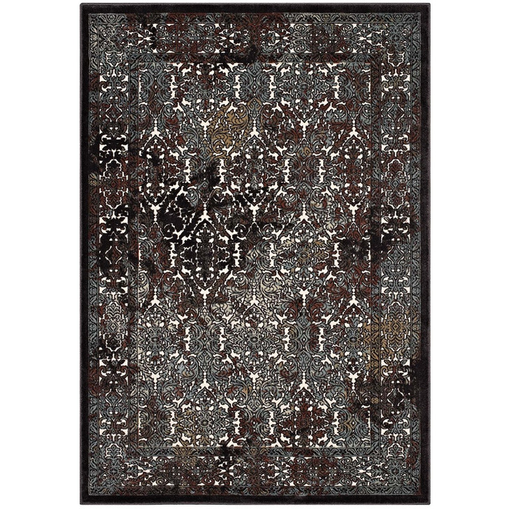 Westia Ornate Turkish 5x8 Vintage Area Rug, Fabric,  Multi Brown 14841