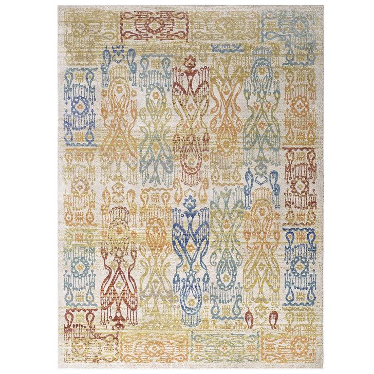 Solimar Distressed Southwestern Aztec 4x6 Area Rug, Fabric, Multi Colorful 14871