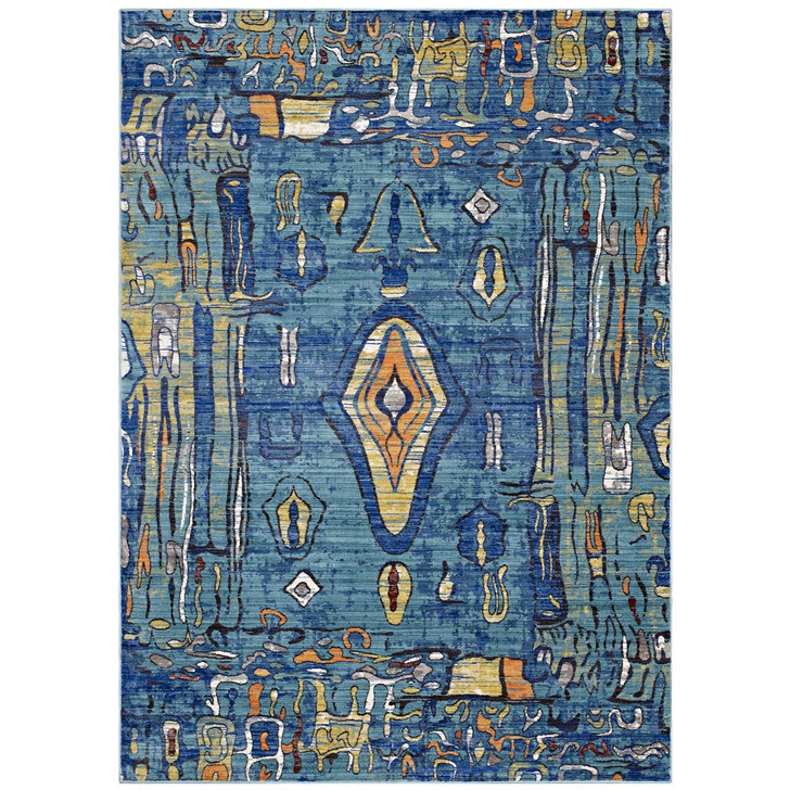 Yaretzi Distressed Southwestern Aztec 5x8 Area Rug, Fabric, Multi Colorful 14878