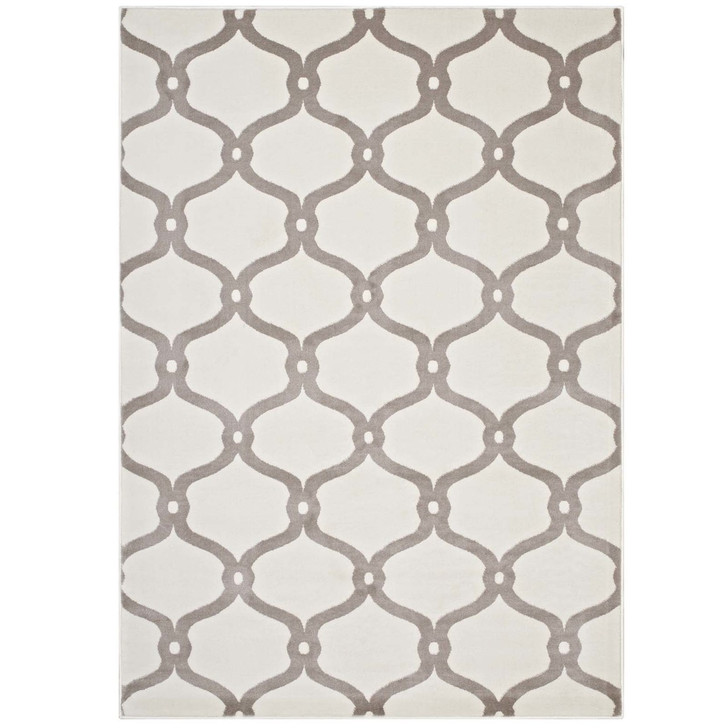 Beltara Chain Link Transitional Trellis 5x8 Area Rug, Fabric, Multi Ivory White 14897