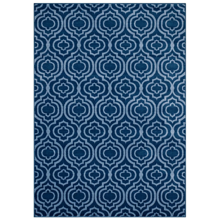 Frame Transitional Moroccan Trellis 8x10 Area Rug, Fabric, Multi Navy Blue 14902