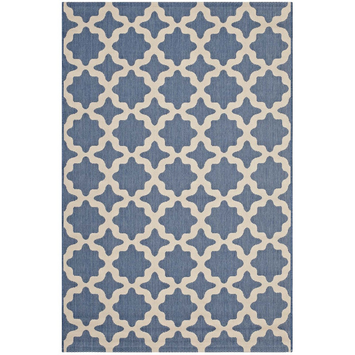 Cerelia Moroccan Trellis 5x8 Indoor and Outdoor Area Rug, Fabric, Multi Blue 14931
