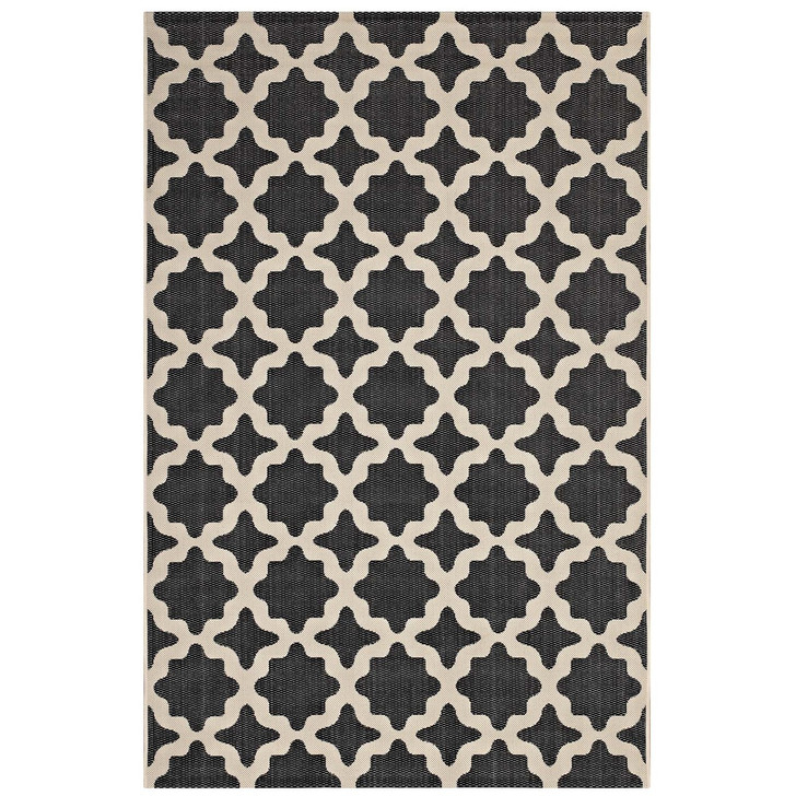 Cerelia Moroccan Trellis 5x8 Indoor and Outdoor Area Rug, Fabric, Multi Black 14937