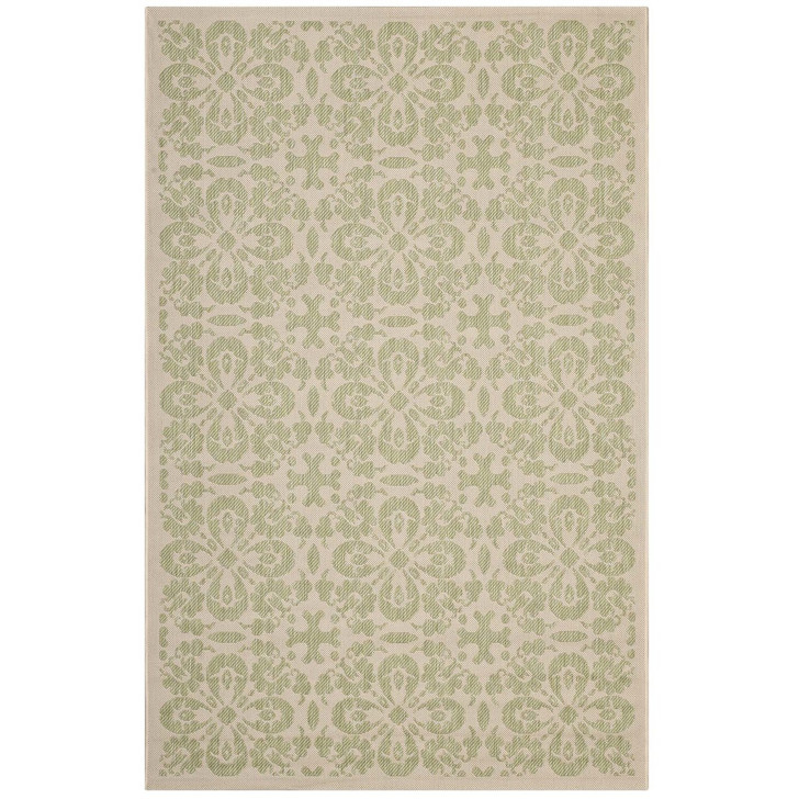 Ariana Vintage Floral Trellis 5x8 Indoor and Outdoor Area Rug, Fabric, Multi Green 14953