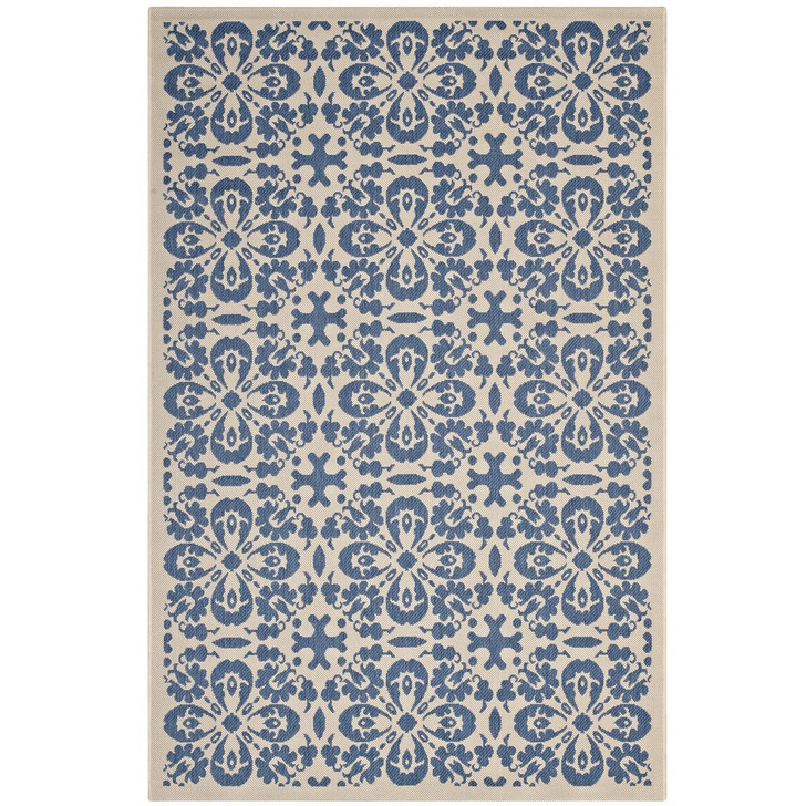 Ariana Vintage Floral Trellis 8x10 Indoor and Outdoor Area Rug, Fabric, Multi Blue 14956