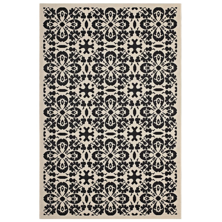 Ariana Vintage Floral Trellis 8x10 Indoor and Outdoor Area Rug, Fabric, Multi Black 14960