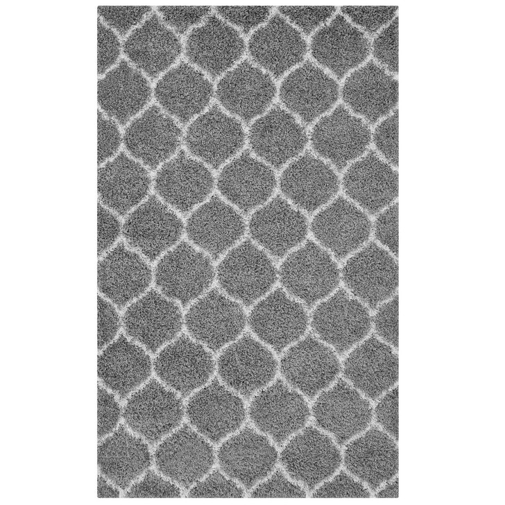 Solvea Moroccan Trellis 8x10 Shag Area Rug, Fabric, Multi Grey Gray 14964