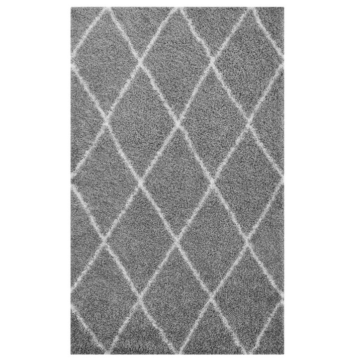 Toryn Diamond Lattice 8x10 Shag Area Rug, Fabric, Multi Grey Gray 14976