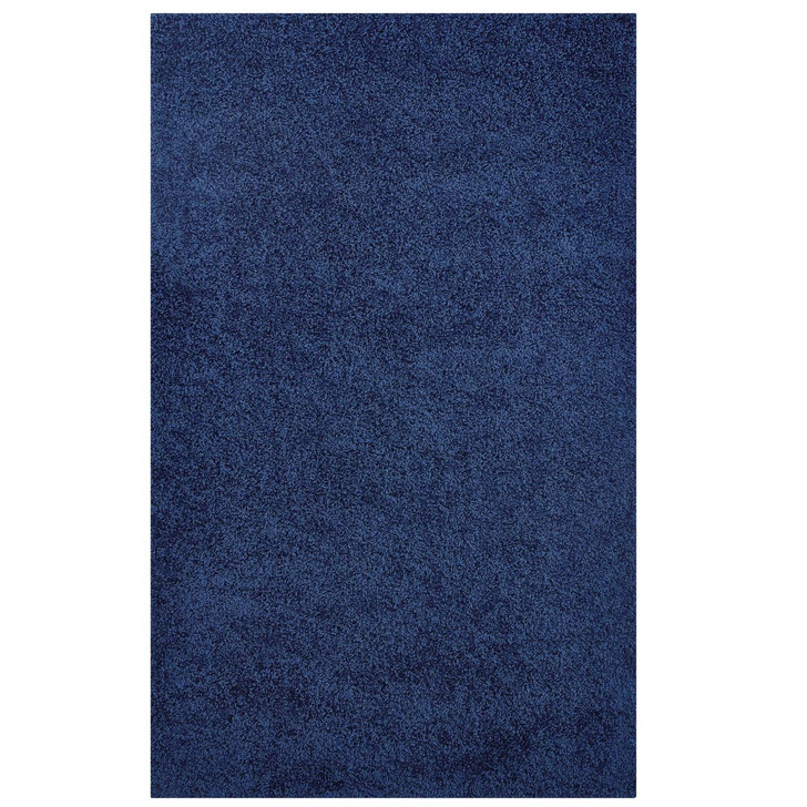 Enyssa Solid 5x8 Shag Area Rug, Fabric, Navy Blue 14991