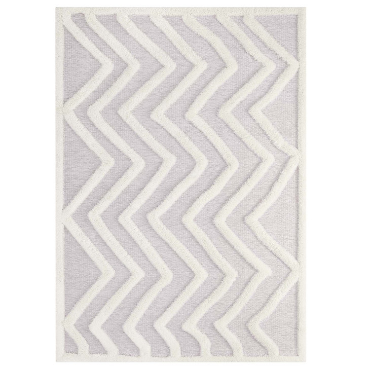 Pathway Abstract Chevron 5x8 Shag Area Rug, Fabric, Multi Grey Gray 15017