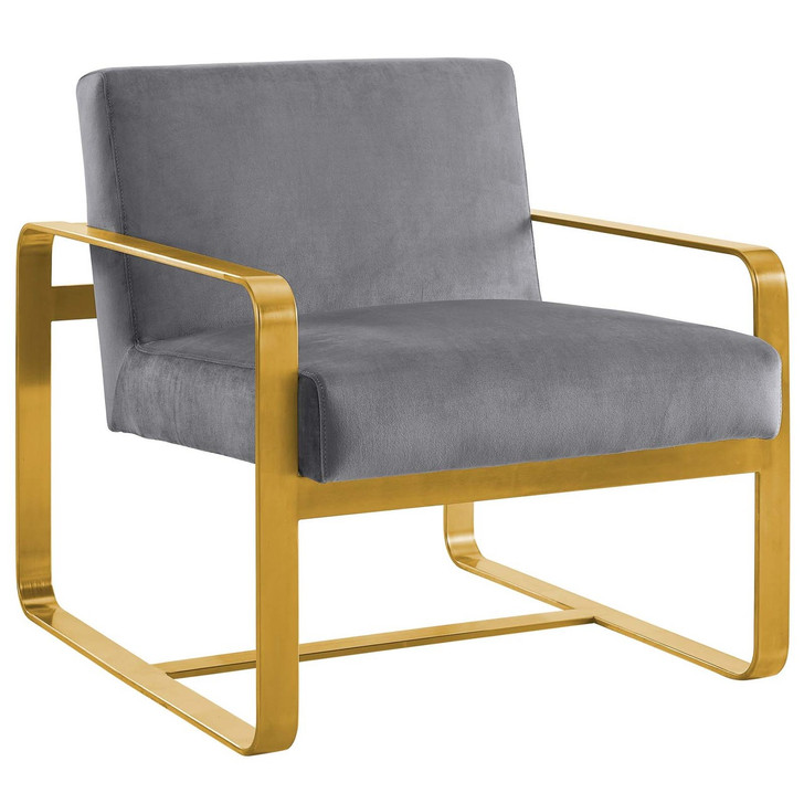 Astute Upholstered Velvet Armchair, Velvet Fabric, Grey Gray 15038