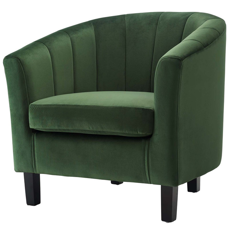 Prospect Channel Tufted Upholstered Velvet Armchair, Velvet Fabric, Green 15055