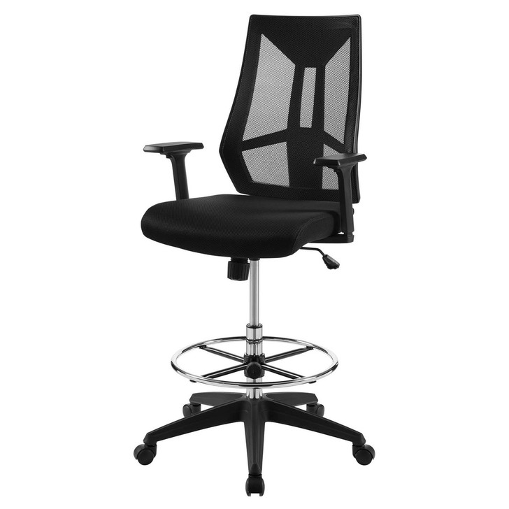 Extol Mesh Drafting Chair, Fabric, Black 15063