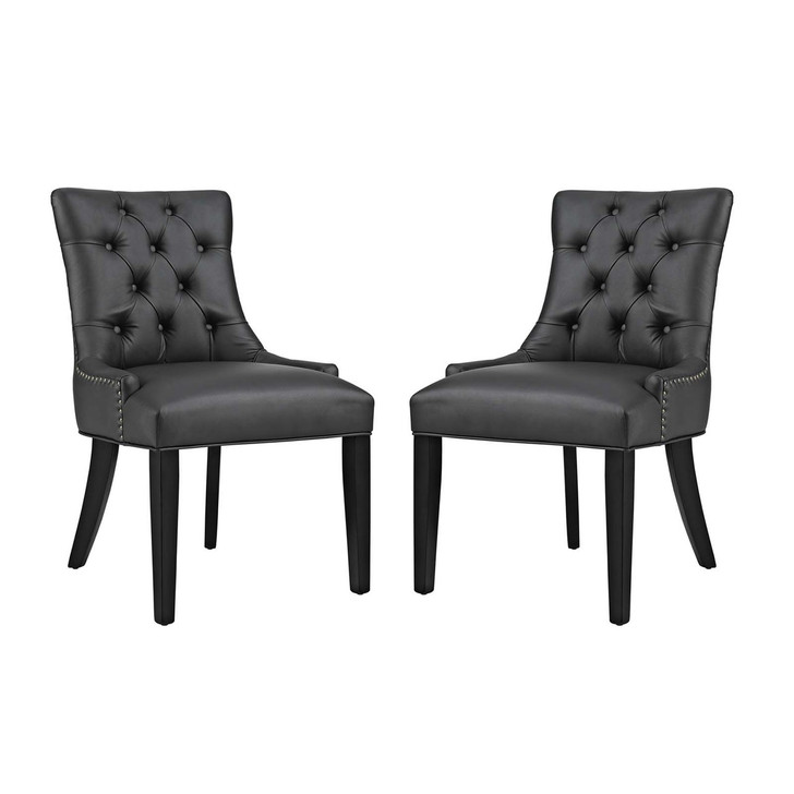 Regent Dining Side Chair Vinyl Set of 2, Faux Vinyl Leather, Black 15128