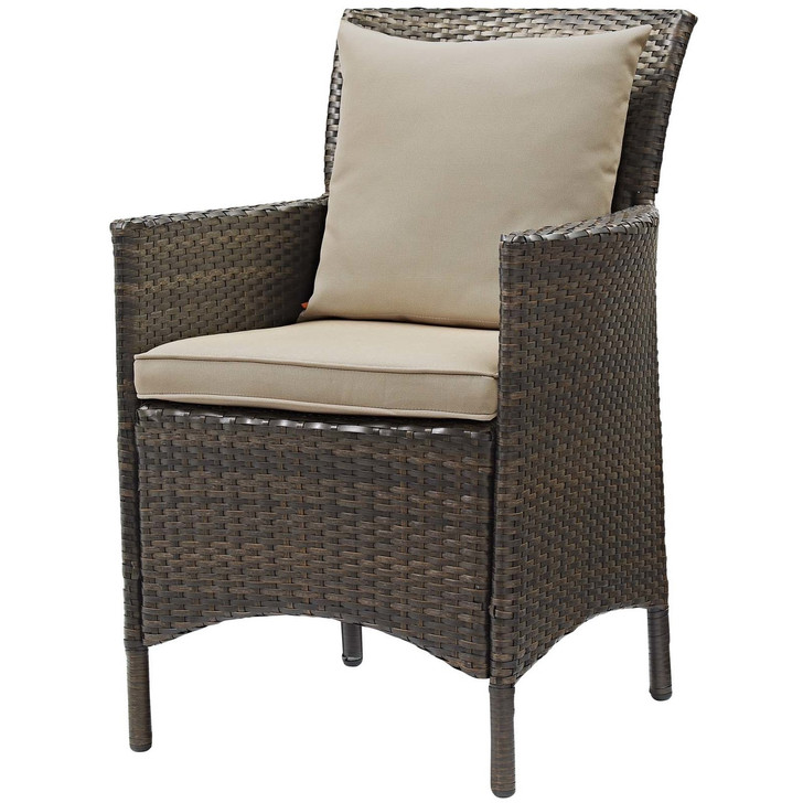 Conduit Outdoor Patio Wicker Rattan Dining Armchair, Rattan Wicker, Brown Beige 15153