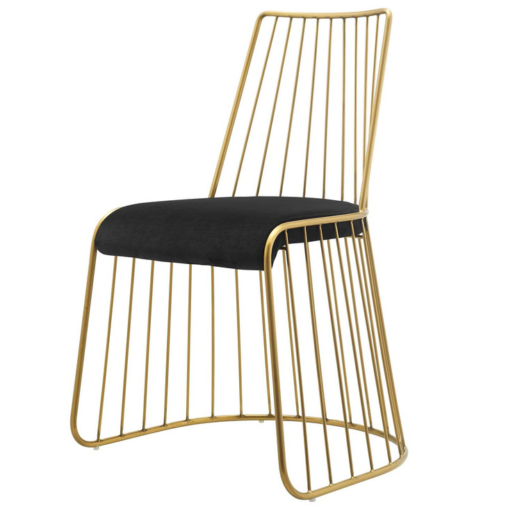 Rivulet Gold Stainless Steel Upholstered Velvet Dining Chair, Velvet Fabric Metal Steel, Gold Black 15189