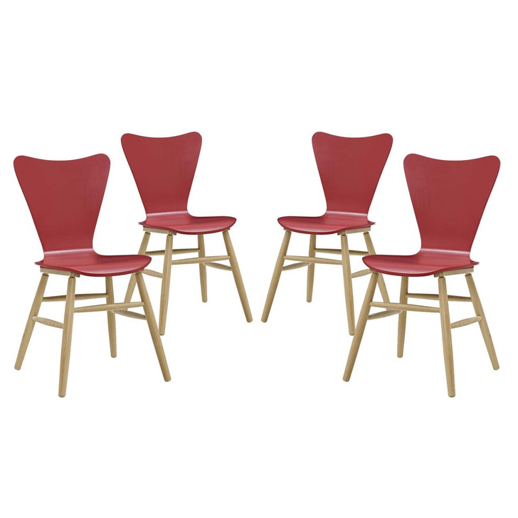 Cascade Dining Chair Set of 4, Wood, Red 15250