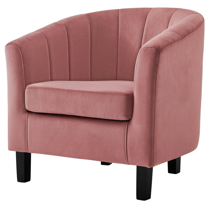 Prospect Channel Tufted Upholstered Velvet Armchair, Velvet Fabric, Rose Red 15352