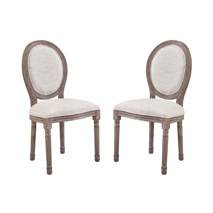 Emanate Dining Side Chair Upholstered Fabric Set of 2, Fabric Wood, Beige 15420