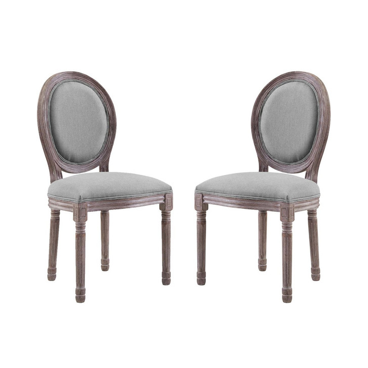 Emanate Dining Side Chair Upholstered Fabric Set of 2, Fabric Wood, Light Grey Gray 15421