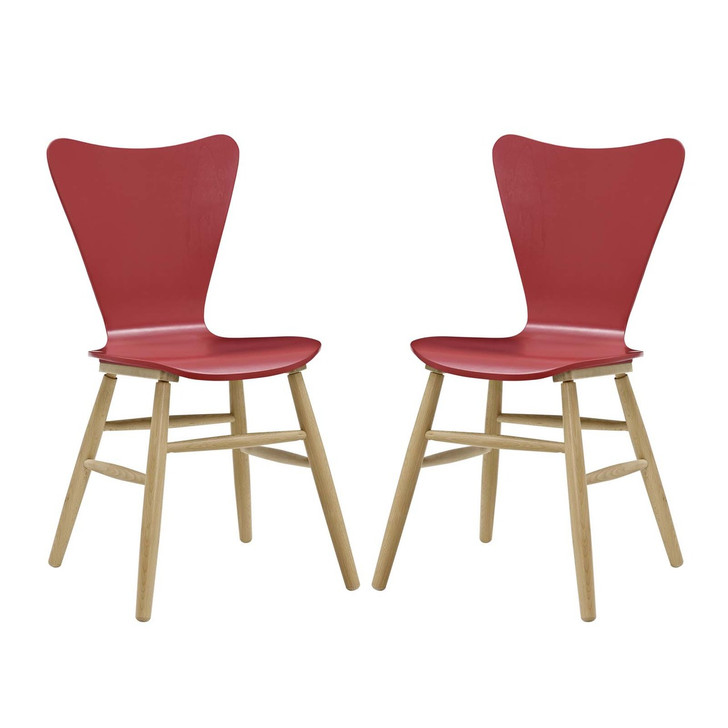 Cascade Dining Chair Set of 2, Wood, Red 15437