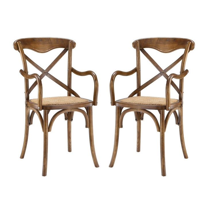 Gear Dining Armchair Set of 2, Wood, Brown 15444