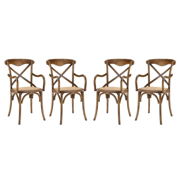 Gear Dining Armchair Set of 4, Wood, Brown 15446