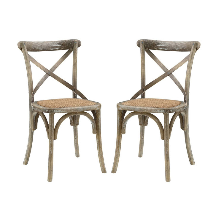 Gear Dining Side Chair Set of 2, Wood, Grey Gray 15448