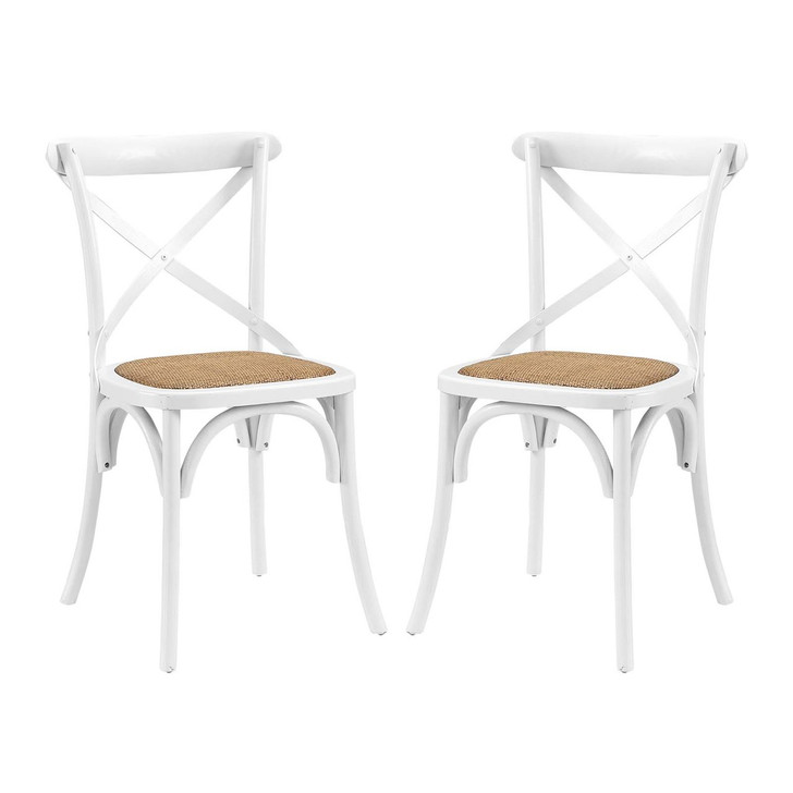 Gear Dining Side Chair Set of 2, Wood, White 15451