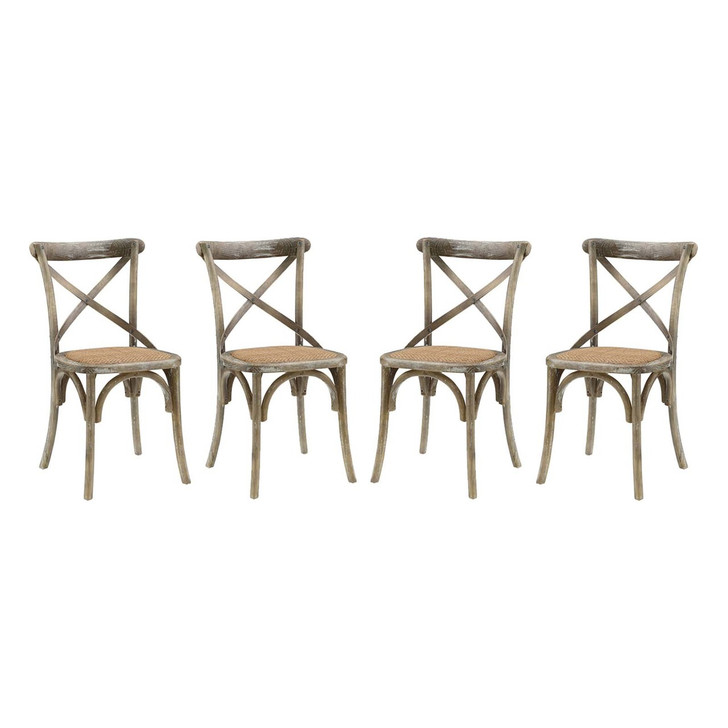 Gear Dining Side Chair Set of 4, Wood, Grey Gray 15453