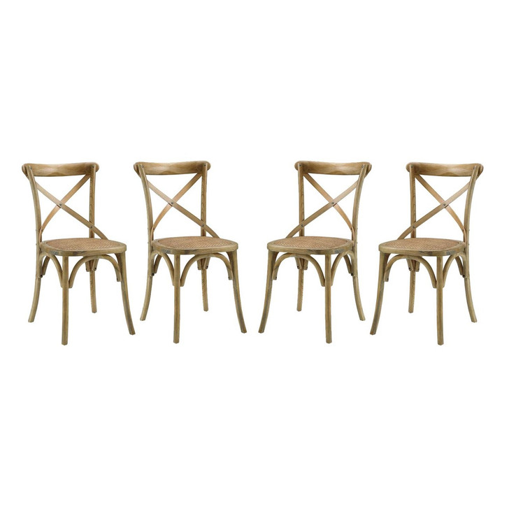 Gear Dining Side Chair Set of 4, Wood, Natural 15454