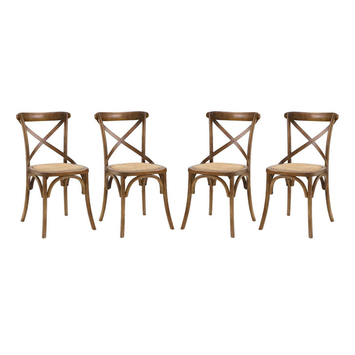 Gear Dining Side Chair Set of 4, Wood, Brown 15455