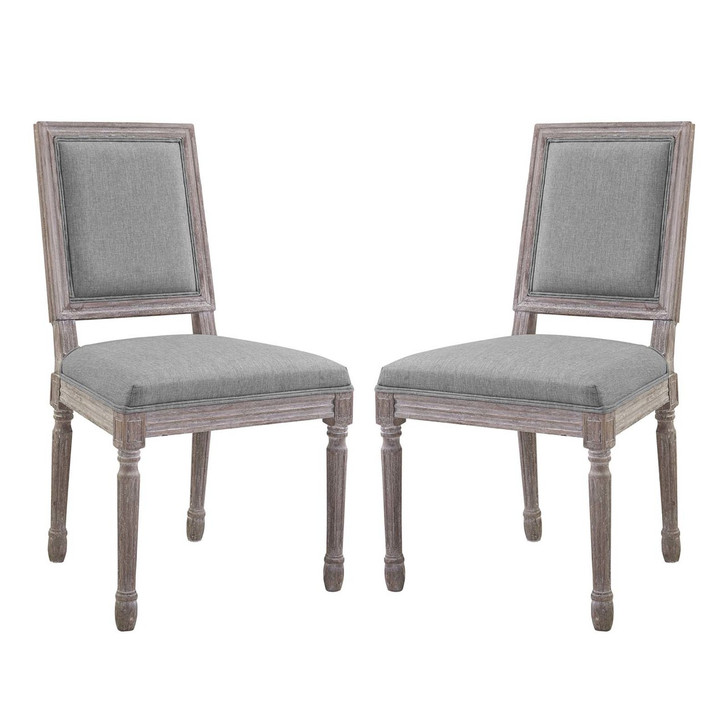 Court Dining Side Chair Upholstered Fabric Set of 2, Fabric Wood, Light Grey Gray 15468